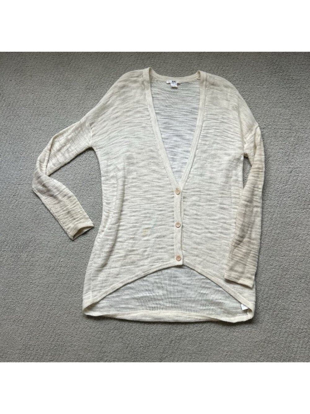Helmut Lang Cardigan Beige Cream V Neck Knit Button Up Sweater Size Medium
